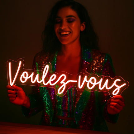 Néon LED 'Voulez-vous' rouge - Disco pop vintage décoration murale
