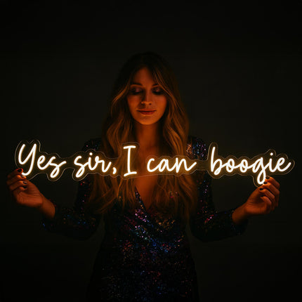 Néon LED 'Yes sir, I can Boogie' blanc chaud - Ambiance disco cosy
