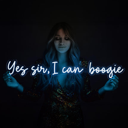 Néon LED 'Yes sir, I can Boogie' bleu - Musique disco dancefloor rétro
