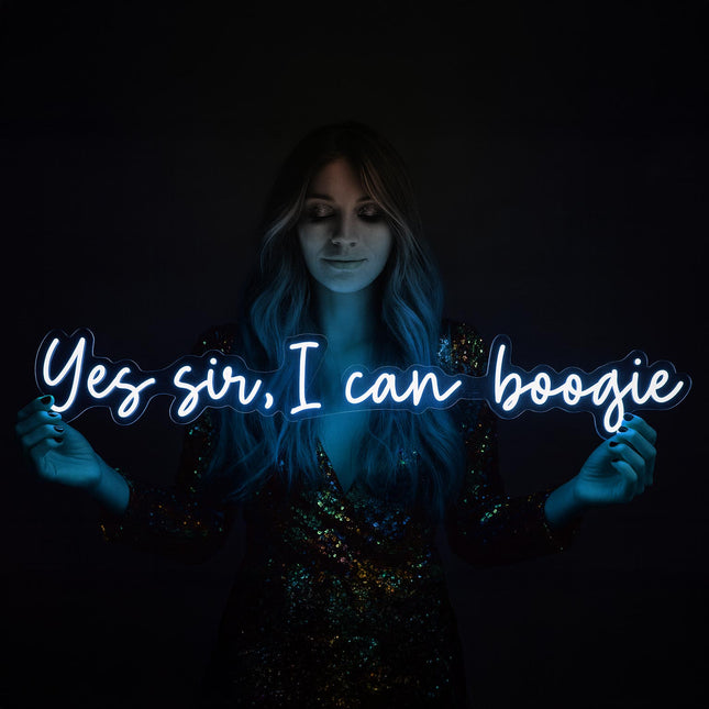 Néon LED 'Yes sir, I can Boogie' bleu - Musique disco dancefloor rétro
