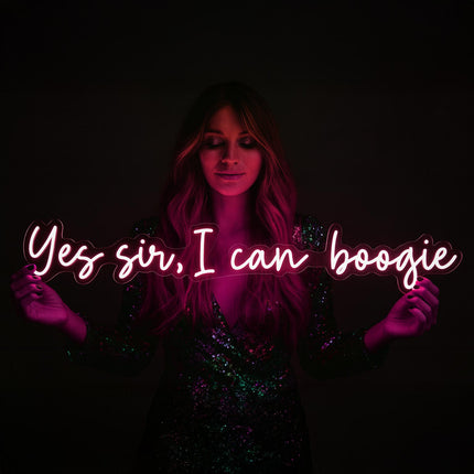 Néon LED 'Yes sir, I can Boogie' rose - Boogie tendance soirée disco
