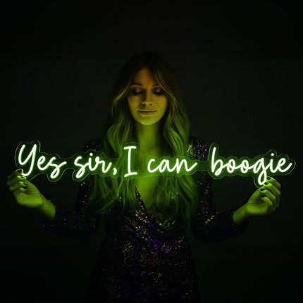 Néon LED 'Yes sir, I can Boogie' vert - Disco vintage bar dansant
