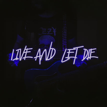 Néon LED 'Live and Let Die' bleu - McCartney Wings décoration rock
