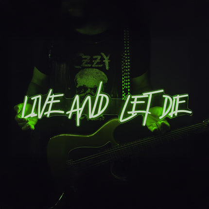Néon LED 'Live and Let Die' vert - Rock britannique vintage décoration
