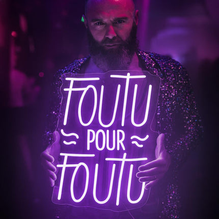 Néon LED 'Foutu pour Foutu' violet - Français populaire décoration originale
