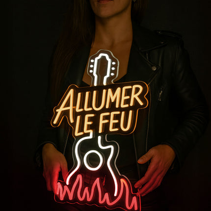 Néon LED 'Allumer le Feu' éclairage - Johnny rock français décoration
