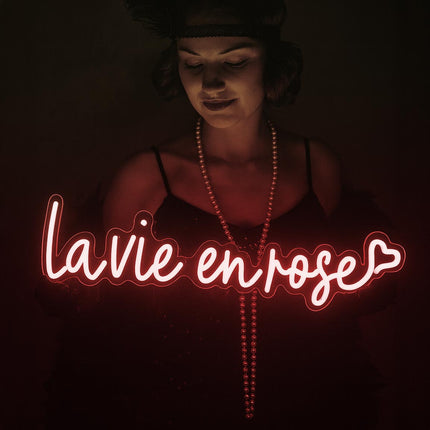 Néon LED 'La Vie en Rose' rouge - Piaf passion française romantique
