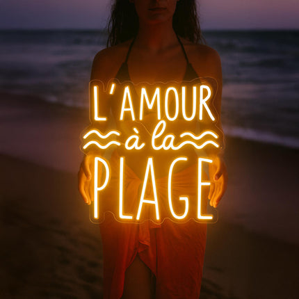 Néon LED 'L'amour à la plage' blanc chaud - Été romantique cosy
