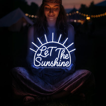 Néon LED 'Let the Sunshine' bleu - Sunshine vintage bar moderne
