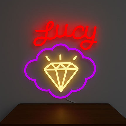 Néon LED 'Lucy in The Sky' - Référence Beatles psychédélique décoration murale
