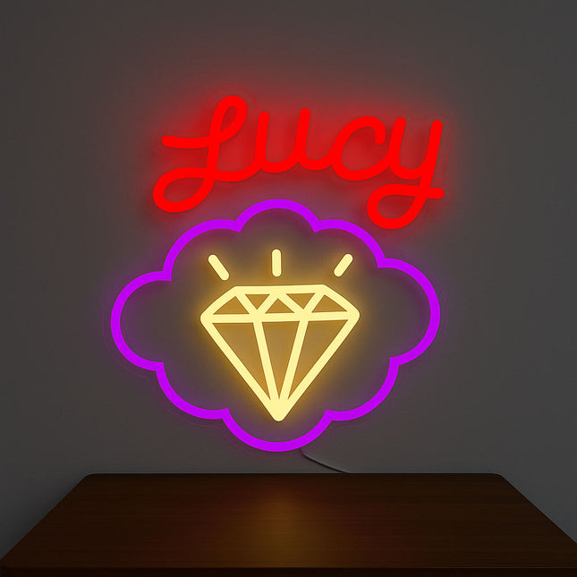 Néon LED 'Lucy in The Sky' - Référence Beatles psychédélique décoration murale
