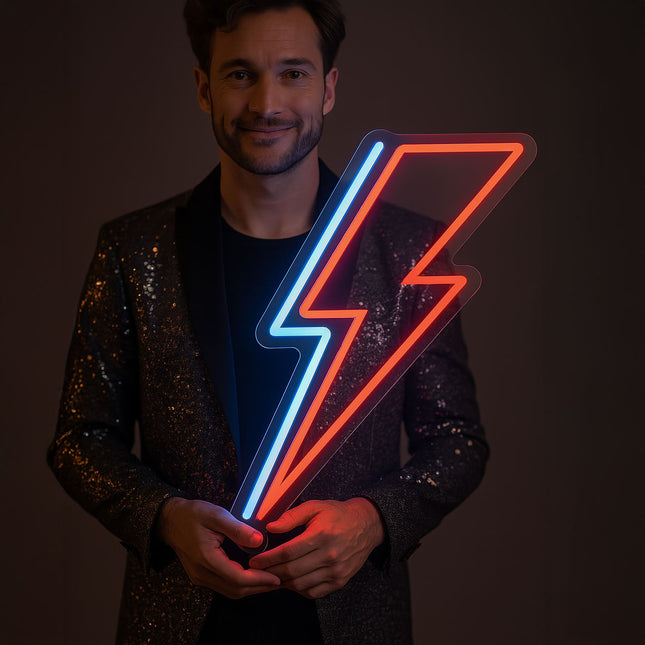 Néon LED éclair David Bowie design - Symbole iconique musique rock décoration
