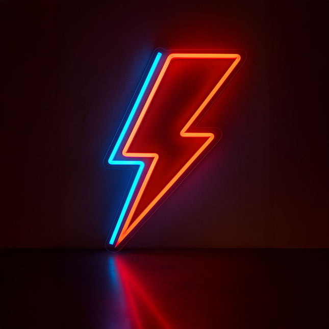 Néon LED éclair David Bowie - Hommage Ziggy Stardust rock star vintage
