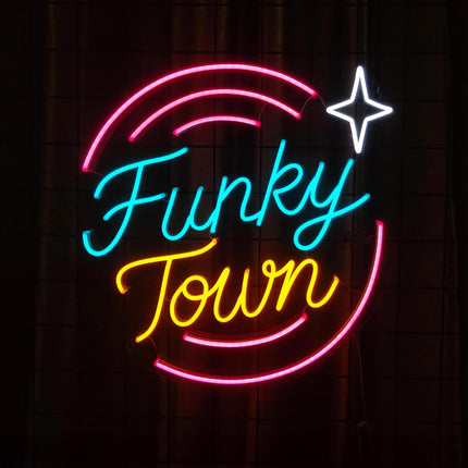 Néon LED "Funky Town" - Musique funk disco années 80 décoration vintage