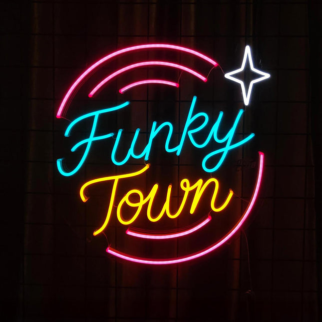 Néon LED "Funky Town" - Musique funk disco années 80 décoration vintage