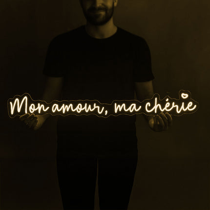 Néon LED 'Mon amour, Ma chérie' blanc chaud - Ambiance cosy romantique
