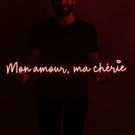 Néon LED 'Mon amour, Ma chérie' rouge - Passion amour décoration murale
